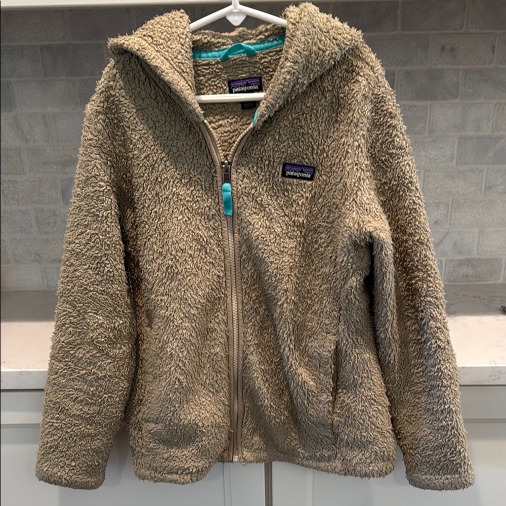 Patagonia Kids Size Medium/10 Beige Sherpa Fleece Jacket
